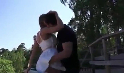 Public suction and pussy fucking for an innocent teen in the woods