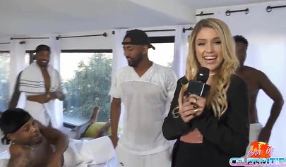 White blonde nubile gets absolutely orally destroyed by tons of massive BBC's