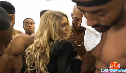 White blonde nubile gets absolutely orally destroyed by tons of massive BBC's