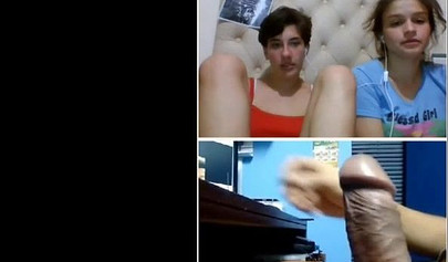Dude jerking off with teens reacting on the webcam in compilation video