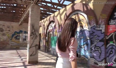 German street teen slut sucks before sex and gets humiliated in public