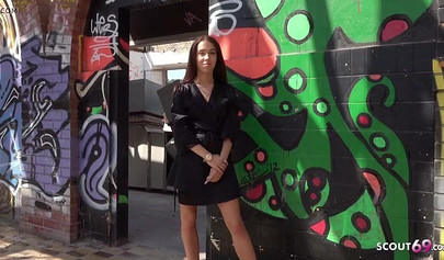 German street teen slut sucks before sex and gets humiliated in public