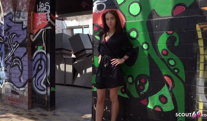 German street teen slut sucks before sex and gets humiliated in public