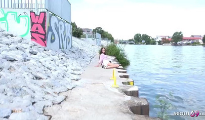 German street teen slut sucks before sex and gets humiliated in public