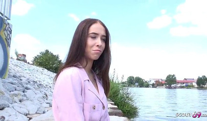 German street teen slut sucks before sex and gets humiliated in public