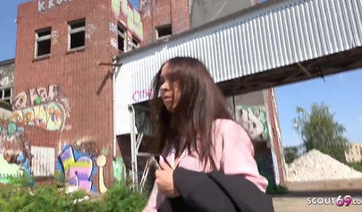 German street teen slut sucks before sex and gets humiliated in public