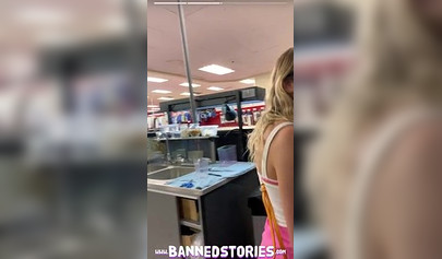 Blonde nubile exposes herself and masturbate in public before sucking a cock