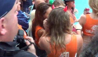 Massive pool party with half nude teens exposing and pleasing themselves publicly