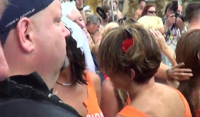 Massive pool party with half nude teens exposing and pleasing themselves publicly