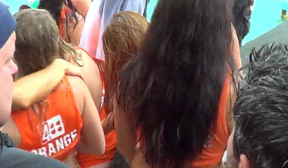 Massive pool party with half nude teens exposing and pleasing themselves publicly