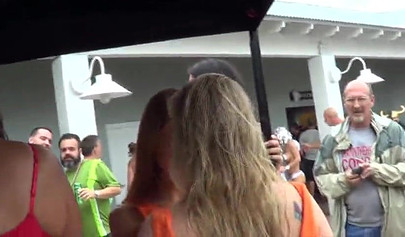 Massive pool party with half nude teens exposing and pleasing themselves publicly