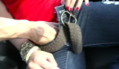 Outdoors threesome with a cock hungry goth teen slut that loves it