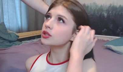 Lusty nubile receives a messy facial after giving the sloppiest blowjob ever