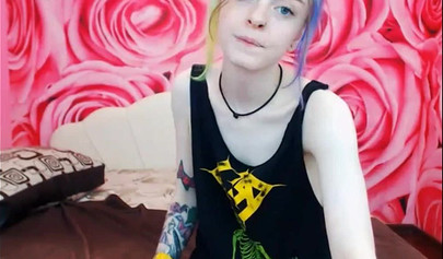 Pale teenage hottie teases with her skinny body and cute feet