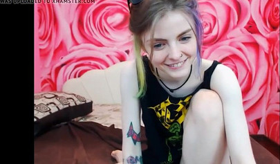 Pale teenage hottie teases with her skinny body and cute feet