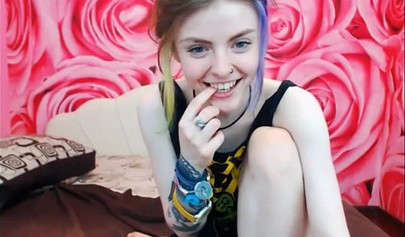 Pale teenage hottie teases with her skinny body and cute feet