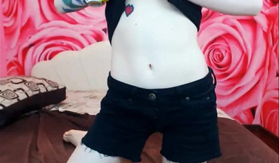 Pale teenage hottie teases with her skinny body and cute feet