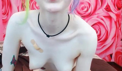 Pale teenage hottie teases with her skinny body and cute feet