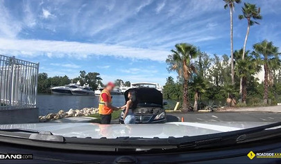 Pretty teen with small boobs gives a blowjob and fucks in public