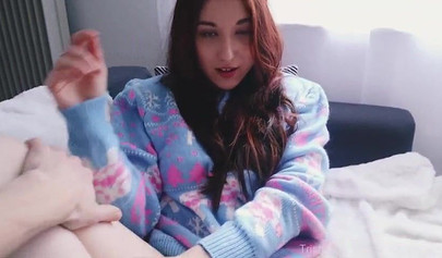 Mesmerizing teen with deer horns sucks the cock and fucks from behind