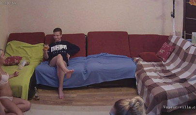 Teen sluts with big boobs hang out naked with their friend