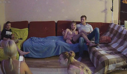 Teen sluts with big boobs hang out naked with their friend