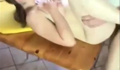 Chubby teenage chick with pigtails gets down on her knees to suck