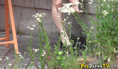 Japanese teen babe pisses in public and feels that adrenaline rushing thrill