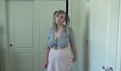 Chubby teen with massive boobs services two dildos like a real hoe