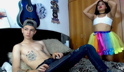 Promiscuous 18 year old babe sucks a cock on a web camera