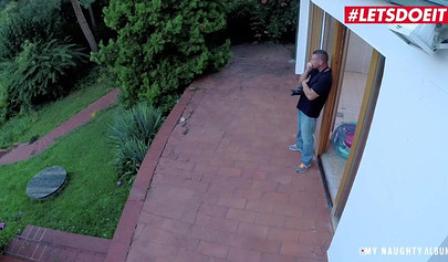 18 year old horny chick pleases an older man near the pool