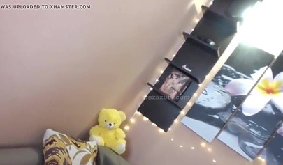 Amateur goth teen with cat ears enjoys some fun and rough anal