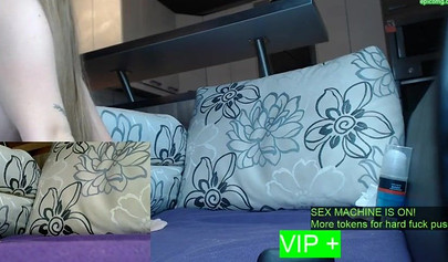 Sensual girl in white stockings fucks and behaves naughty on a webcam