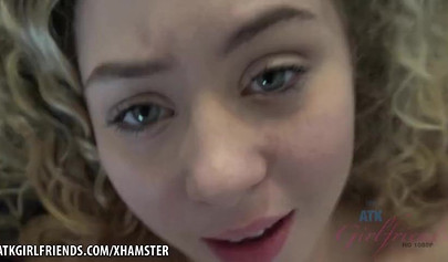 Adorable babe with a cute face gives a blowjob before she fucks