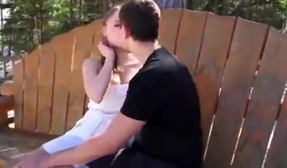 Delectable girl blows on a beach and fucks in the woods