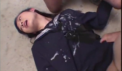 Sensual Asian whore is gangbanged and facialized by many men