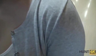 Slut with big boobs sucks her boyfriend's cock in a bowling alley