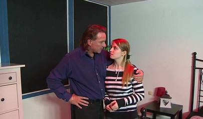 Tantalizing babe in stockings is her daddy's good little girl