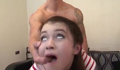 Tattooed teen receives cum in mouth after deepthroating and missionary fucking