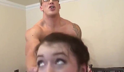 Tattooed teen receives cum in mouth after deepthroating and missionary fucking