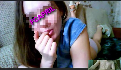 Amateur teen is stripping in her cam sex show and masturbates