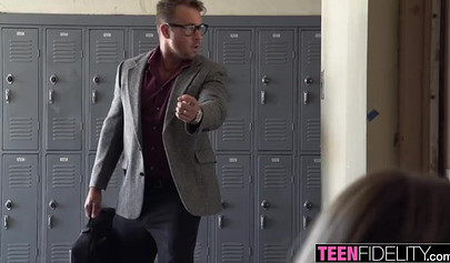 Blonde 19yo is forced to eat cum after doggy style banging