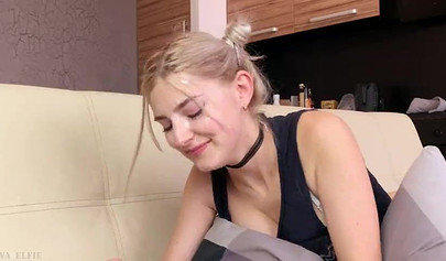 Girl is pounded wildly in her tight pussy before sucking a cock