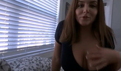 Busty stepsister gives a blowjob before stepbrother rails her soft pussy