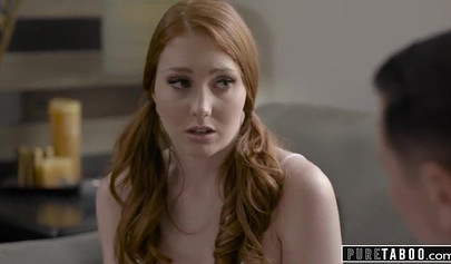 Redhead teenage babysitter sucks cock and gets her ass rammed rough