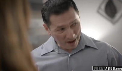 Redhead teenage babysitter sucks cock and gets her ass rammed rough