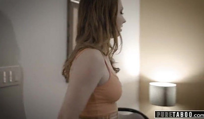 Redhead teenage babysitter sucks cock and gets her ass rammed rough