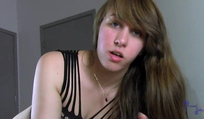 Adorable brunette stepsister sucks dick before having her hairy snatch railed