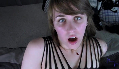 Adorable brunette stepsister sucks dick before having her hairy snatch railed