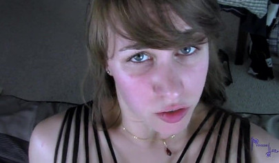 Adorable brunette stepsister sucks dick before having her hairy snatch railed